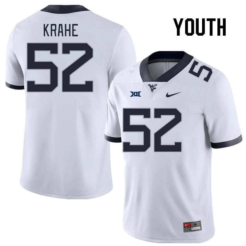 Youth #52 Nick Krahe West Virginia Mountaineers College Football Jerseys Stitched Sale-White